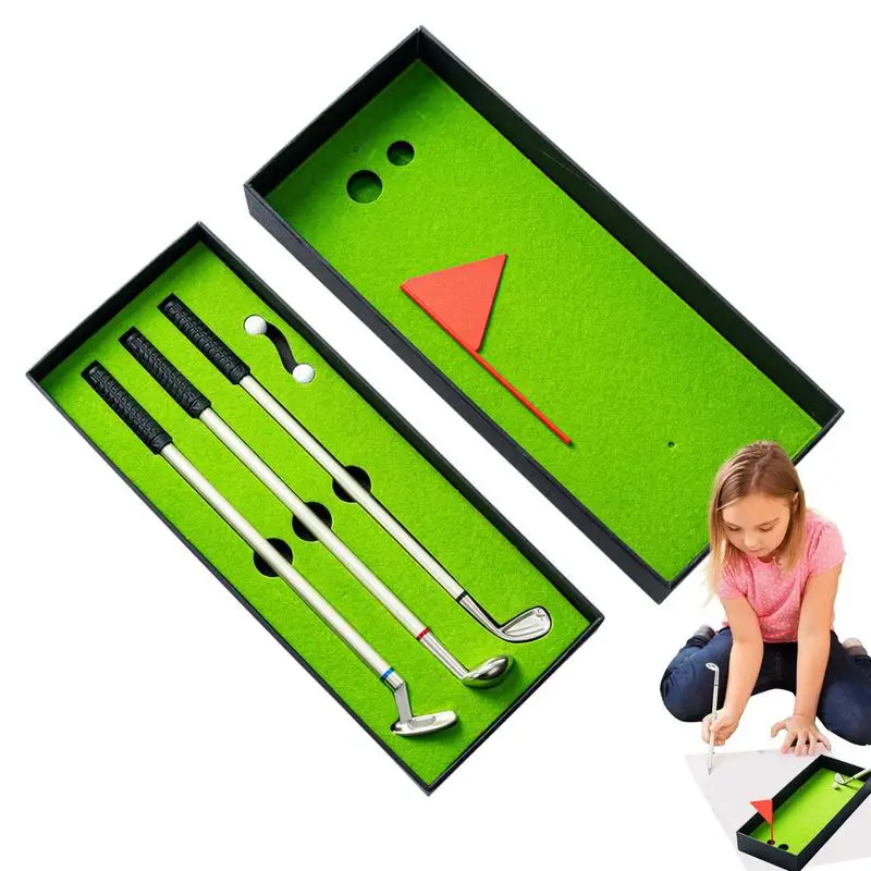 Golf Ballpoint Pen Desktop Golf Games Set Fun Novelty Desktop Golf Putting Green Game With Balls And Flag For Golfing Club Props