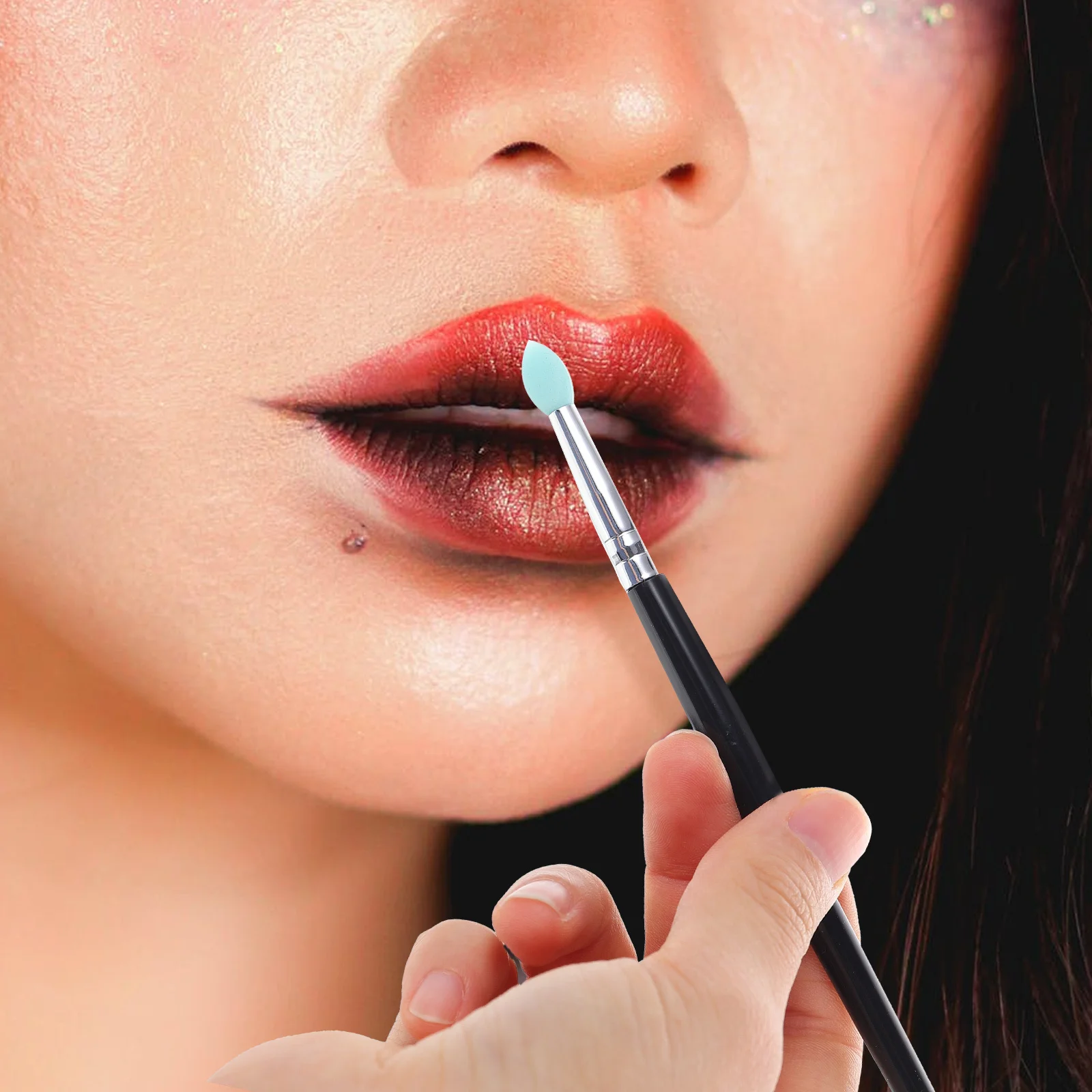 Set di pennelli per trucco da donna da 5 pezzi Applicatore per ombretto in silicone per la sostituzione dell'uso di cosmetici con paillettes per crema per labbra