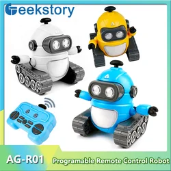 Remote Control Programming Robot Dancing Music Light Up Robot Educational Rechargeable Toys For Kids Birthday Christmas Gift