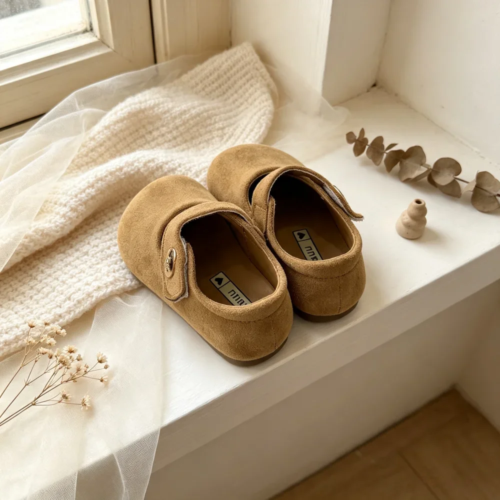 Mary Jane Schuhe aus Kunstwildleder für kleine Mädchen, einfarbig und mit Leopardenmuster, mit Klettverschluss, weiche, flache, lässige Kleiderschuhe – Detail 7