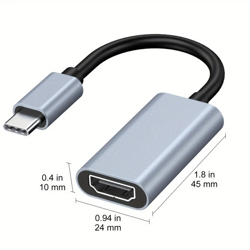 1 PC Type-C to HDTV Adapter USB C HDMI Converter 4K@60Hz Compatible with MacBook Pro Air 2023, iPad Pro, iMac, S23, XPS 17