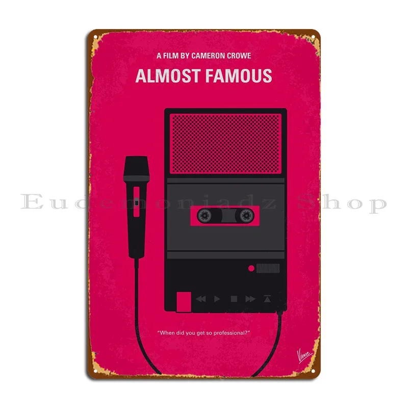 Почти знаменитый Минимальный кинопостер, металлический знак, таблички для вечеринок, персонализированный Настенный декор для бара, жестяной знак, плакат