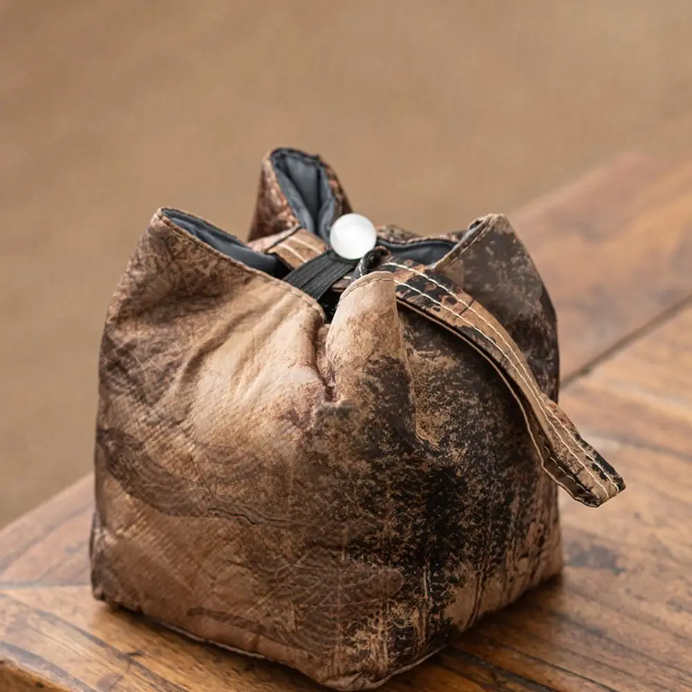 

Chinese Style Teacup Drawstring Cloth Pouch Breakage-proof Portable Teaware Storage Bag Print Multifunctional Small Item Pouch