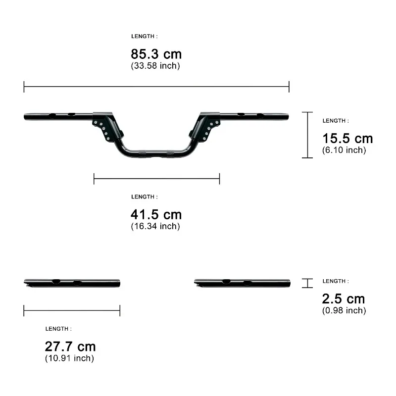 Motorcycle adjustable handlebars for 23.5-26 road gliding, easy adjustment, black plating