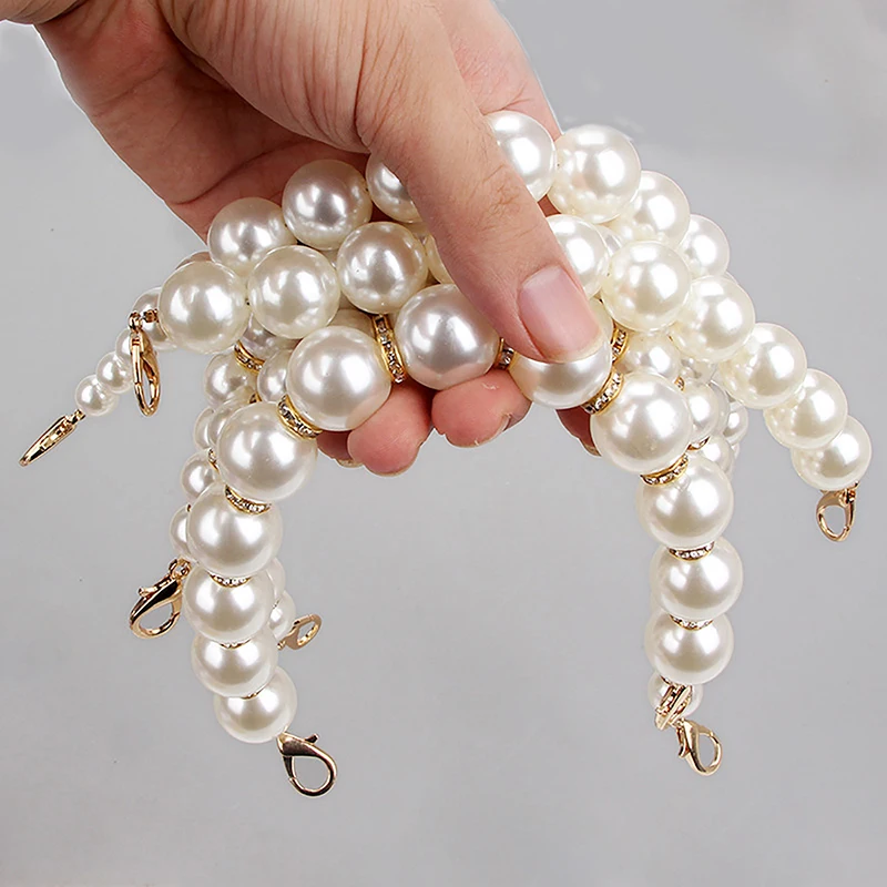 Classic Short Pearl Bag Replacement Pearl Chain Beaded Handle Chain For Women Girls Bags Tote Bag Handle Bag Accessories