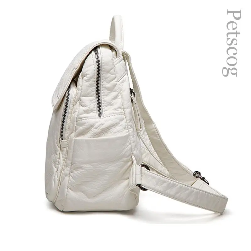 Imagem -05 - Mochila de Couro pu Macia Lavada para Mulheres Bolsa Escolar Casual para Menina Bolsa de Ombro Pequena