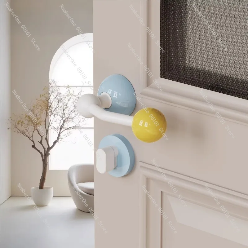 Adorable Bauhaus Dopamine Style Kids Magnetic Door Lock Silent Mechanical Split Lock for Indoor Bedroom Wooden Doors Cute