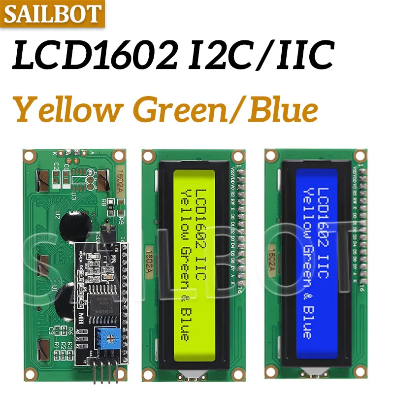 LCD1602 I2C LCD Module Blue / Yellow Green Screen 16x2 Character LCD Display 5V PCF8574 PCF8574T IIC Adapter Llate for Arduino