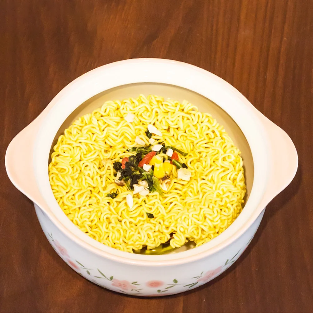 

1Set Ceramic Ramen Bowl Reusable Soup Bowl for Microwave Dishwasher Daily Use Ceramic Bowls with Lids