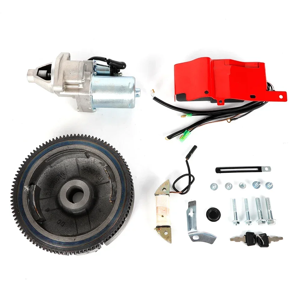 AElectric Start Motor Ignition Kit Flywheel Starter Key Switch Coil