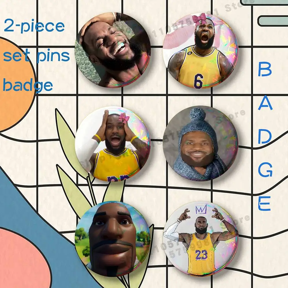 L-LeBron J-James 23 King James 2-piece set Free Mix Backpack Clothes Jewelry Accessories Round Badge Collection Gifts