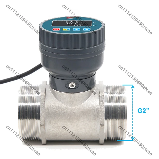 DN50 Male Thread Paddle Wheel Quantitative Flow Meter 10-30VDC RS485 Digital Flow Counter
