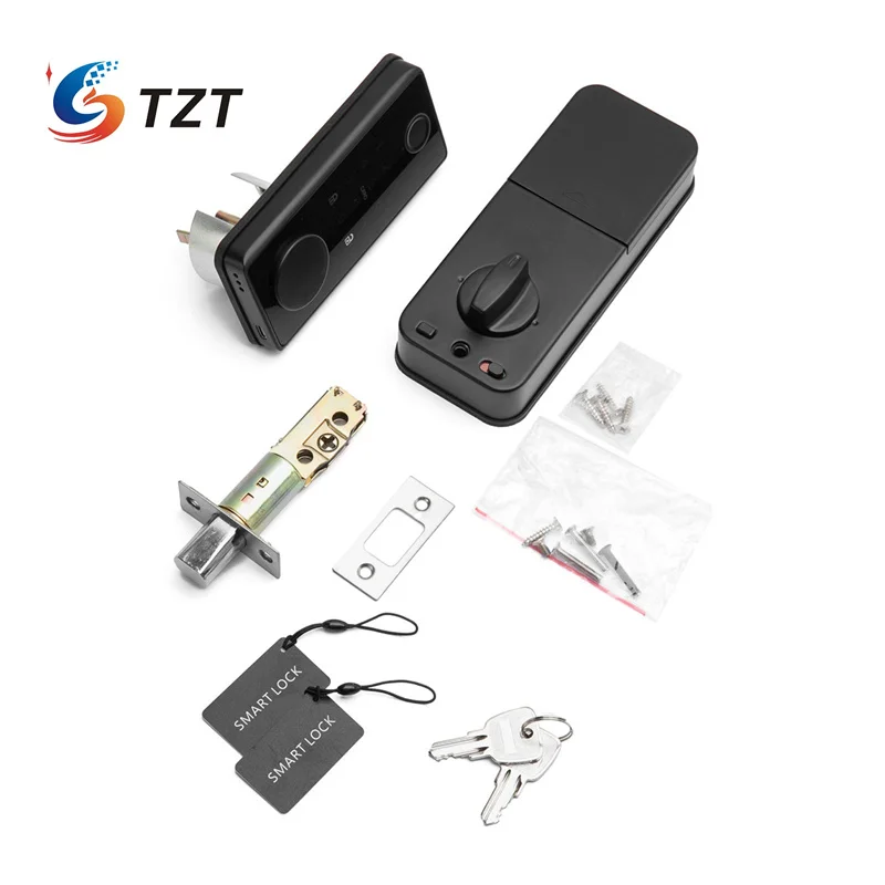 TZT Smart Door Lock Deadbolt Smart Lock Supports Fingerprint + Password + IC Card + Key/Tuya APP/Gateway to Unlock