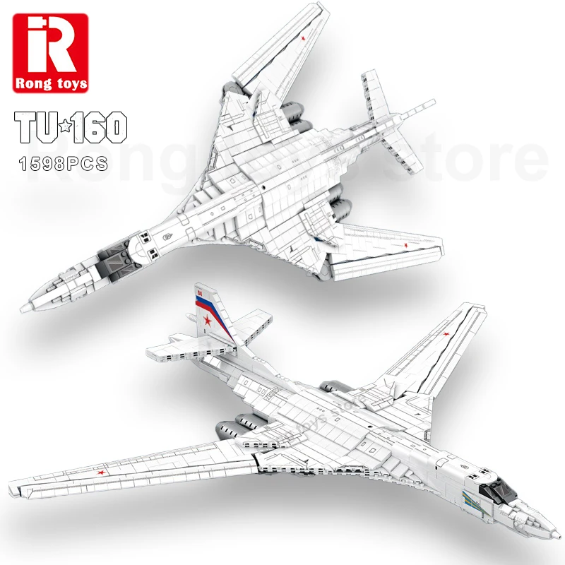 

Tu-160 Strategic Bomber Big Model Building Blocks Russia Aerospace Forces Weapon Jet Fighter Bricks Kids Military Educate Toys