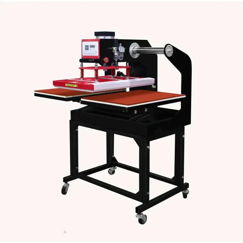 Pressa di calore automatica avanzata a doppia stazione con piattaforma scorrevole per la stampa su tessuti su larga scala