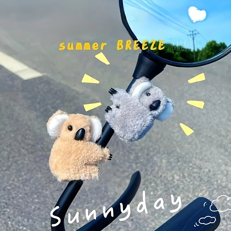 2 szt. Śliczne pluszowe Koala lusterko wsteczne słupek lalka wisiorek ozdoby samochodowe motocykl rower dekoracja lusterka wstecznego akcesoria