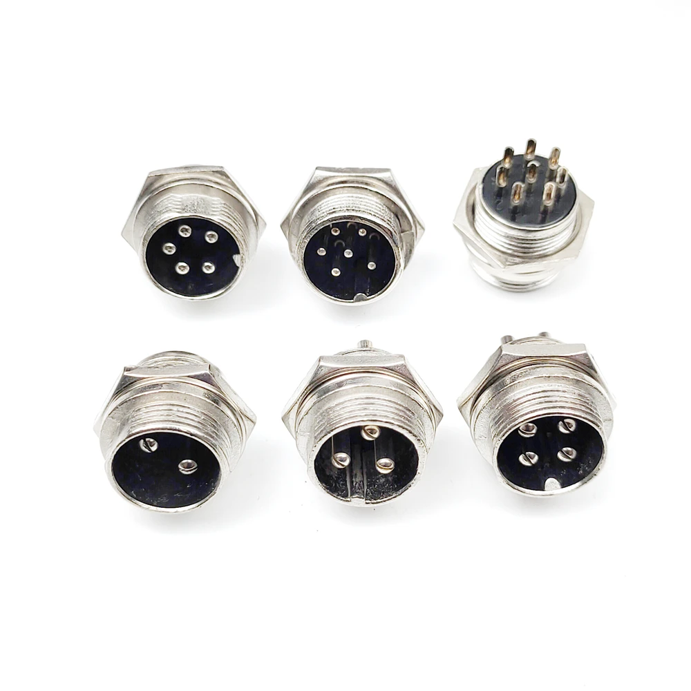 GX16 16mm Round Aviation Plug Socket 2/3/4/5/6/7/8 Pin Male Female Panel Connector Kit for DIY Project