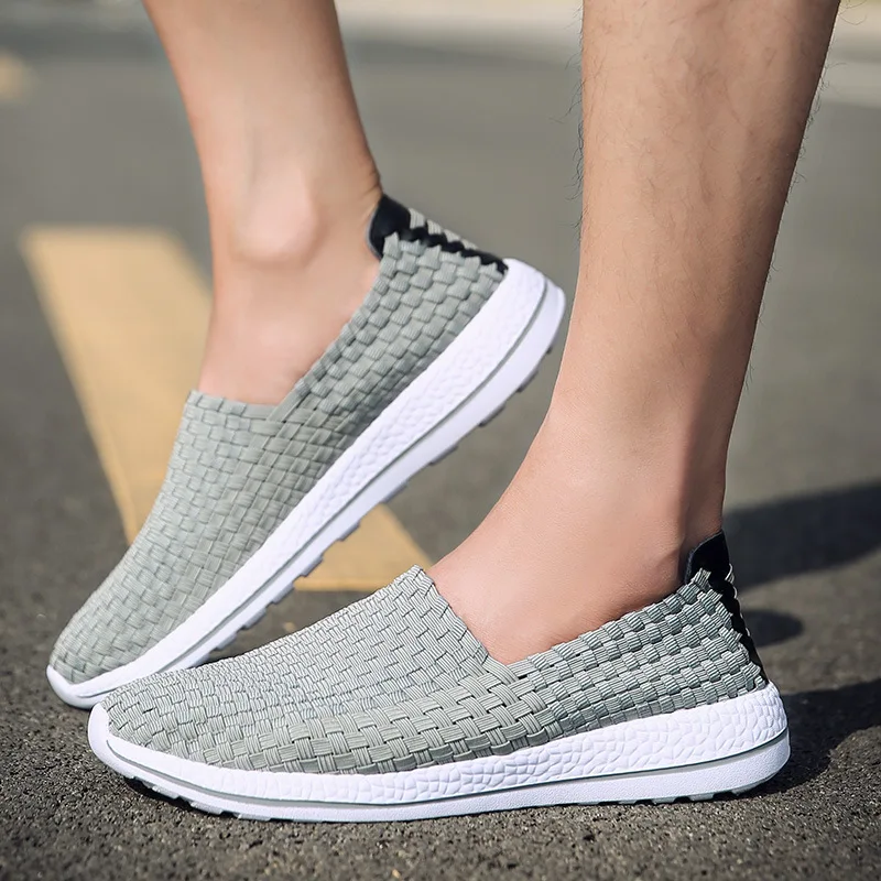 Men Shoes Summer New Breathable Handmade Woven Flats Shoes Shallow Loafers Outdoor Lightweight Casual Sneakers Zapatillas Hombre