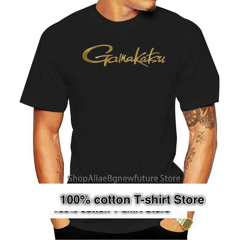 

New Gamakatsu Fishinger Hooks Logo Short Sleeve Men's Black T-Shirt Size S-3XL New Fashion T Shirts Graphic Letter