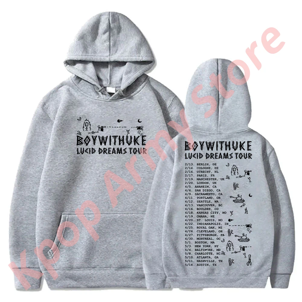 BoyWithUke Lucid Dreams Tour Merch Felpe con cappuccio Nuovo logo Pullover Inverno Donna/Uomo Moda Felpe casual