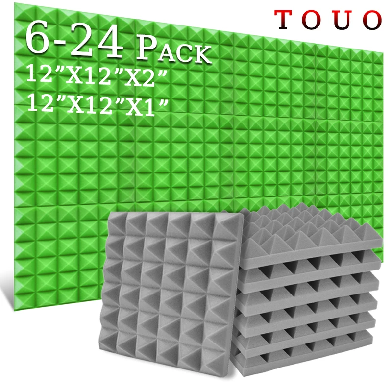 

TOUO Acoustic Foam 6/12/24 Pcs Bedroom Sound Absorbing Treatment Home Cinema Acoustic Treatment Pyramid Soundproof Material