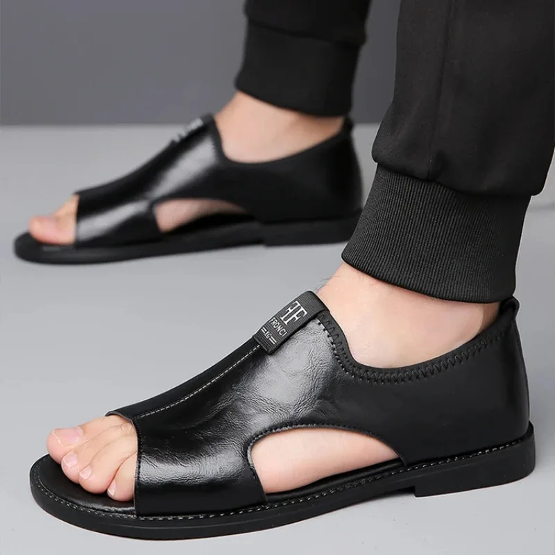 

High Quality Leather Men Flat Sandals Sandals for Men Brand Casual Shoes Outdoor Fashion Men's Slippers Comfortable Beach Shoes