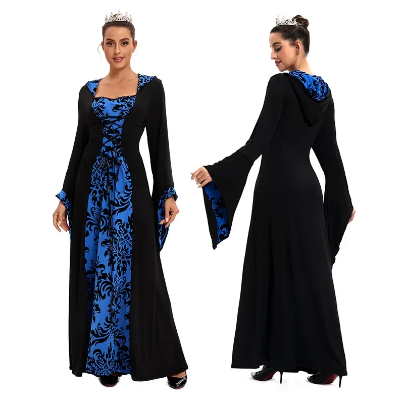 Traje wicca bruxa medieval vestido feminino adulto plus size assustador cosplay gótico novo feiticeiro trajes de halloween para mulher