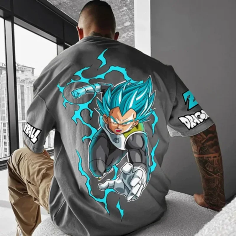 

Anime Dragon Ball Vegeta Printing Men's and Women's Same Special Offer Solid Color Short Sleeve Large Size T-Shirt
