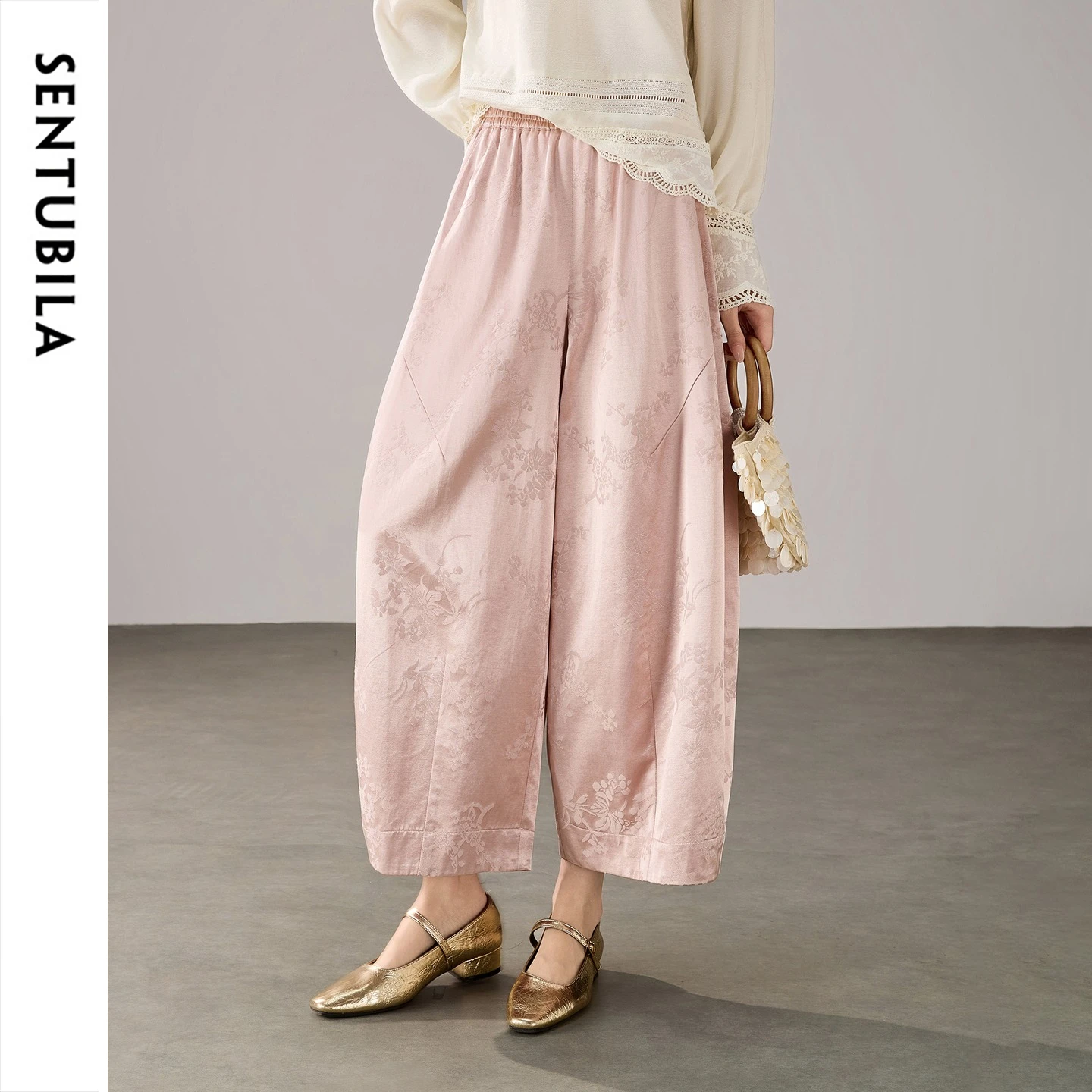 SENTUBILA Women Chinese Style Cropped Pants 2026 Autumn New Elegant Loose Ankle Length ScytheTrousers Ladies Clothing 163KN7872