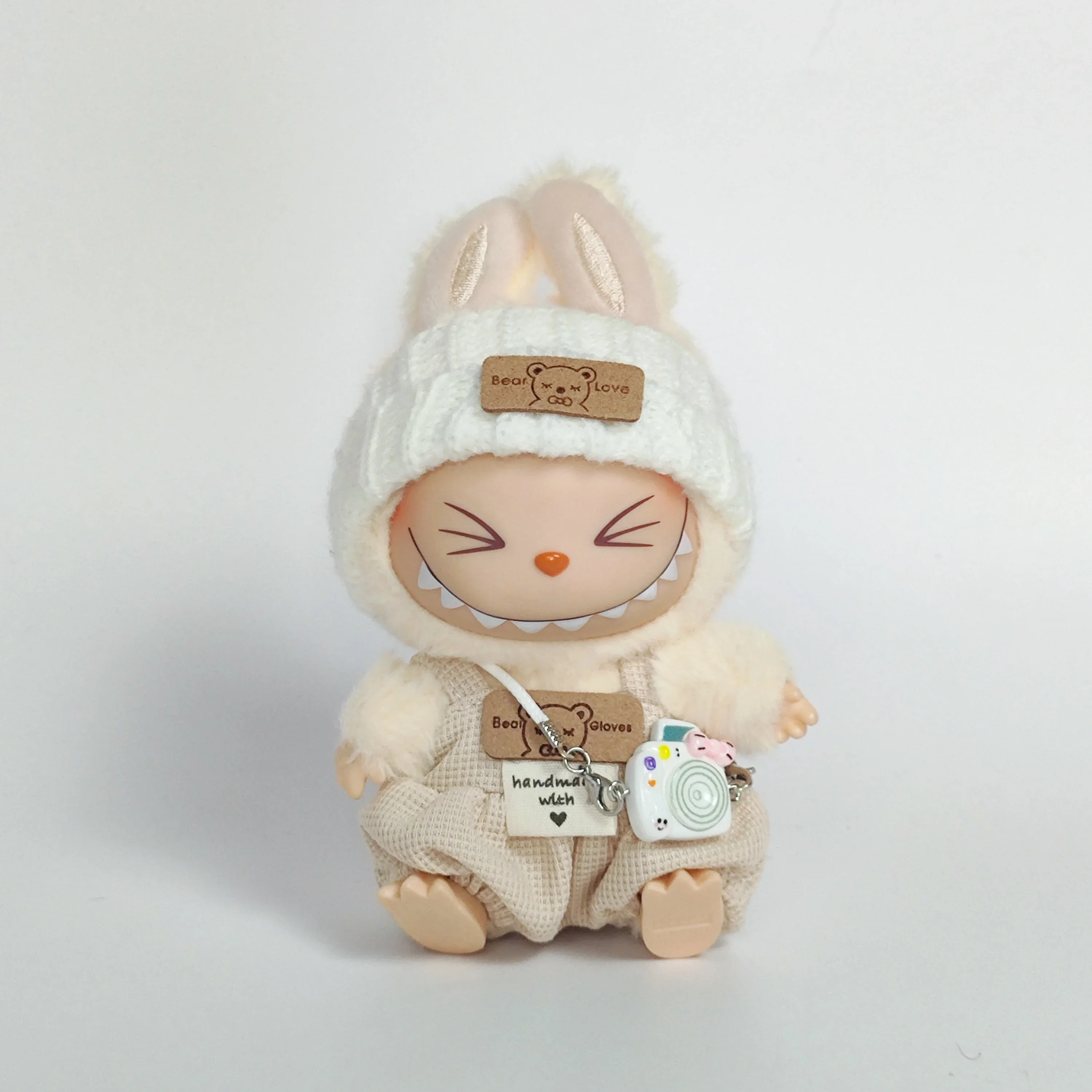 For 15-17cm Clothes for Labubu Keychain - Labubu Sit-Sit Party Doll Clothes (Overalls Two-Piece Set)