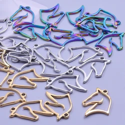 5pcs/Lot Animal Horse Charm Hollow Out Stainless Steel Charm Pendant DIY Jewelry Making Supplies Handmade Earrings Necklace Bulk