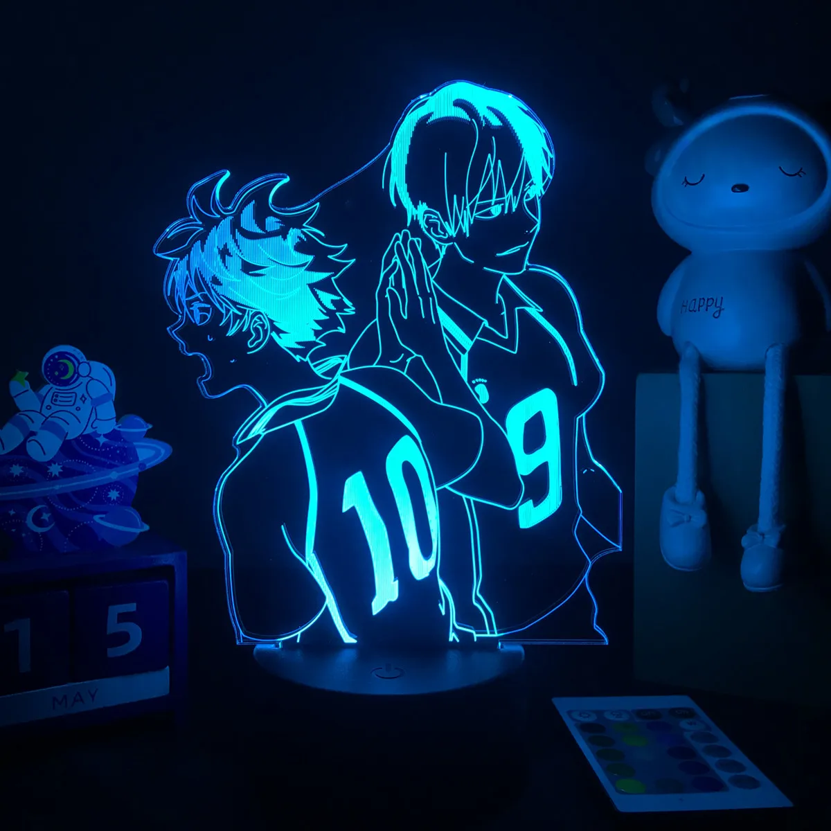 Acrylic 3D Night Light Anime Haikyuu Shoyo Hinata Figure for Kids Bedroom Decor Acrylic Stand Cool Manga Gadget Child Table Lamp