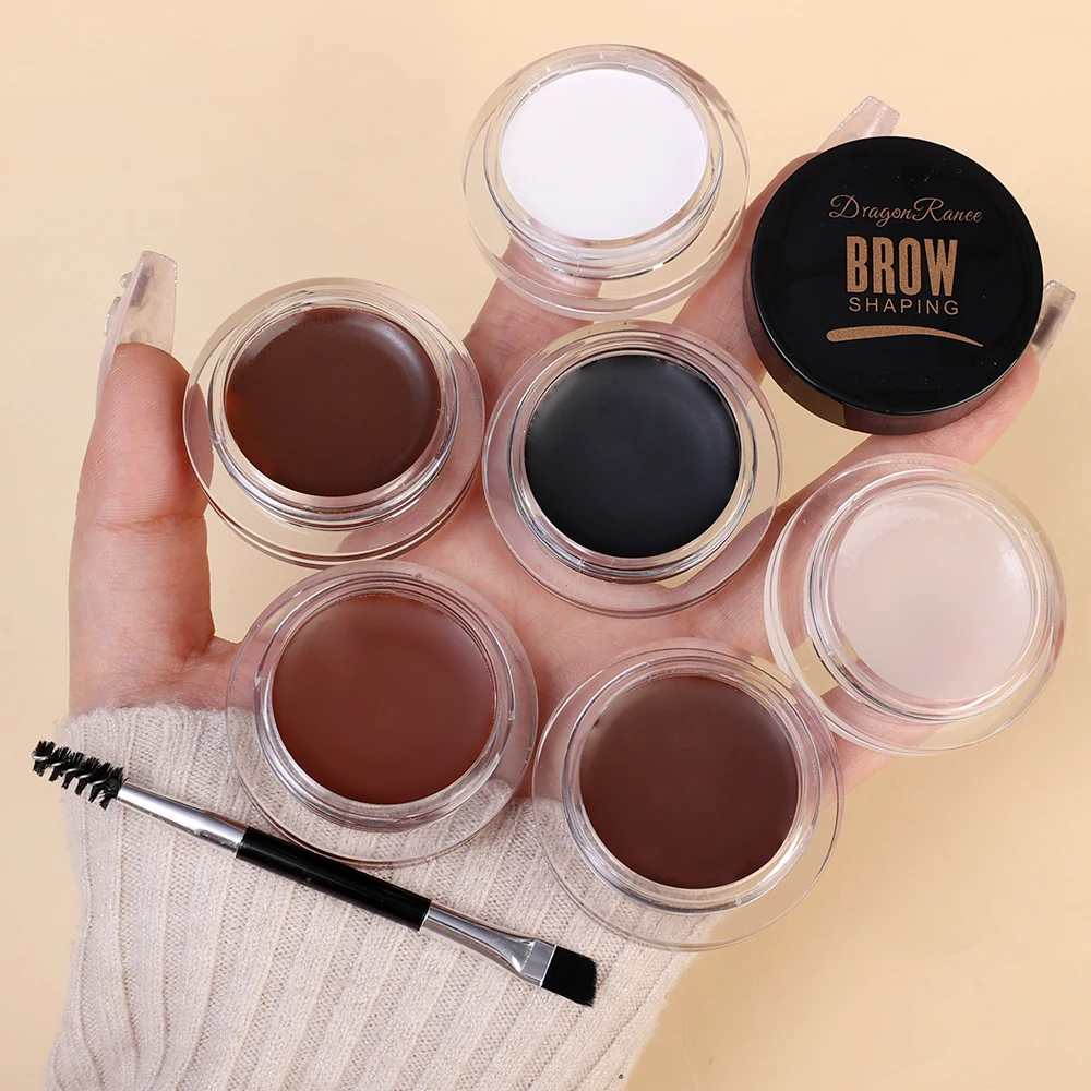 Black Brown Eyebrow Cream Eyeliner with Makeup Brushes Waterproof Long Lasting Highly Tint Natural Brow Styling Gel Wax Cosmetic