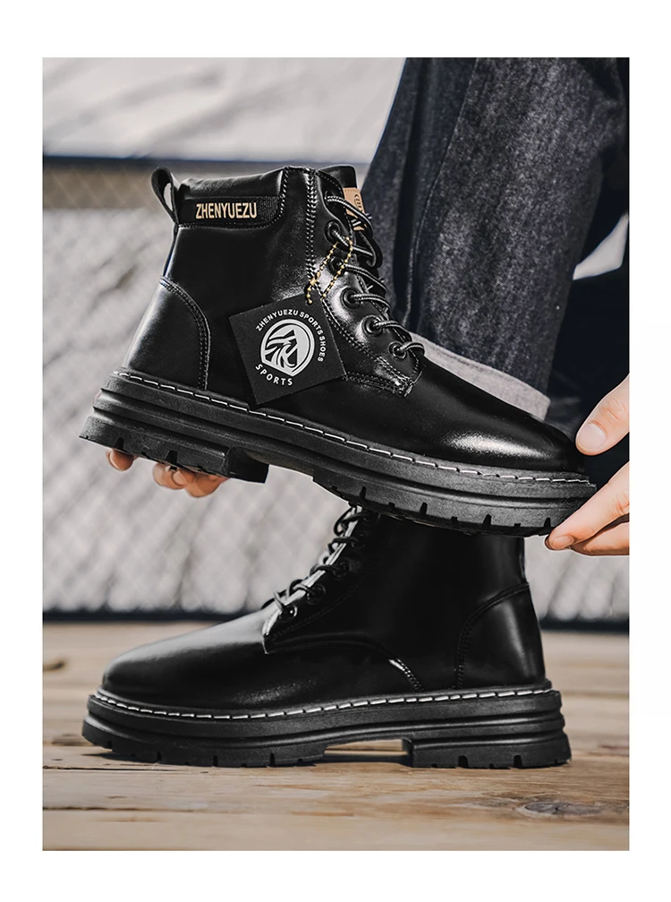 Modische Herren-High-Top-Stiefel, weiches Komfortfutter, verschleißfeste Sohle, ideal für Outdoor-Sport und Wandern. – Detail 13