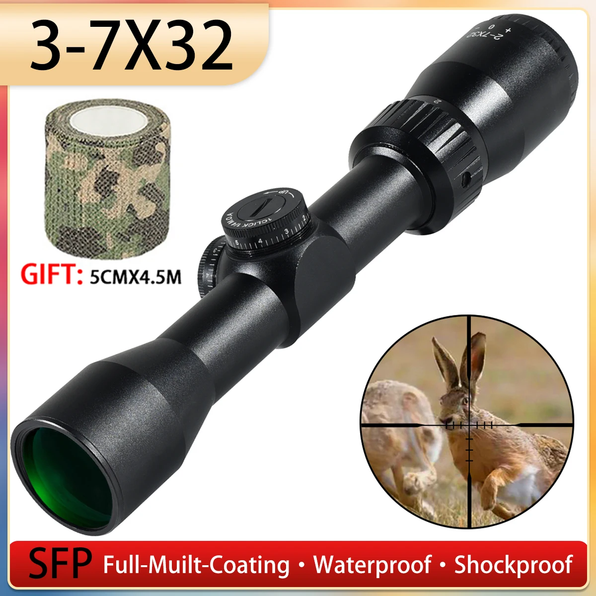 2-7x32 Tactical Riflescope Optical Sight Cross-Hair Reticle Hunting Shooting Airsoft Scopes Accessory 11mm/20mm Rail Mount