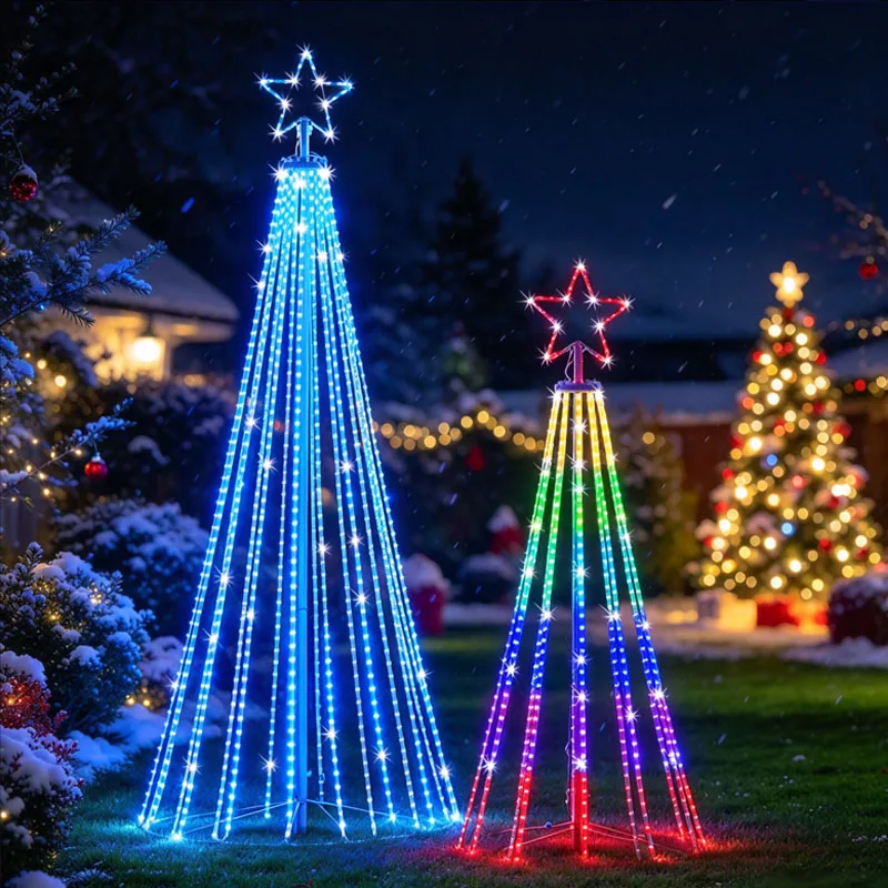 LED Christmas Tree Lightshow String Waterfall Star Lights Outdoor Colourful Multicolor for Garden Yards Wedding Party Decoration