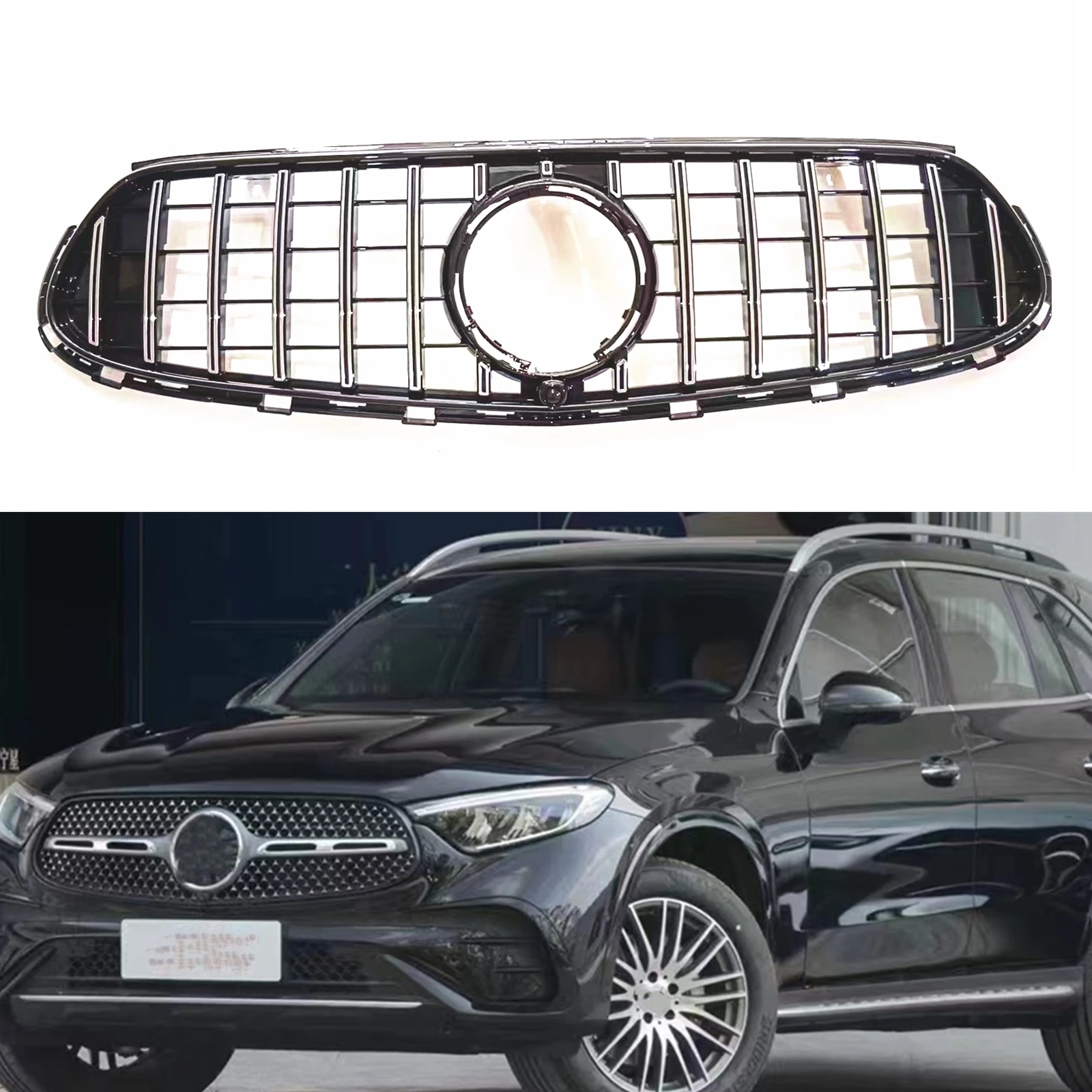 

Silver Car Front Grille Grill For Mercedes-Benz X254 GL Class GLC200 GLC220 GLC260 GLC300 AMG 2023+ Sport Upper Bumper Hood Mesh