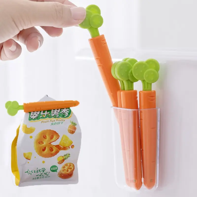 5pcs Bag Clips Portable Food Snack Bag Sealing Clamp Carrot Shape Food Fresh Keep Organizer Sealing Clips Kitchen Storage Tools