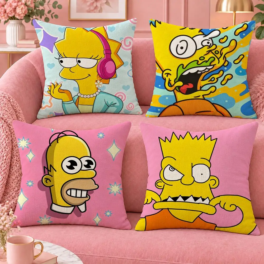 Cartoon Comedy The Simpsons Cushion Cover Cute Cartoon Throw Pillow Cover Soft Plush Cushion Cover Sofa Bedroom Home Decor
