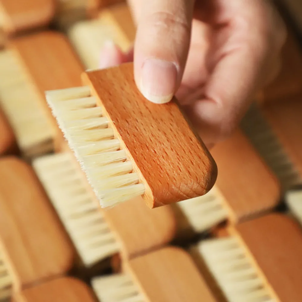 New Natural Wood Bristle Nail Cleaning Brushes Multi-purpose Mini Nail Dust Brush Durable Nail Brush for Nail Cleaning Tool