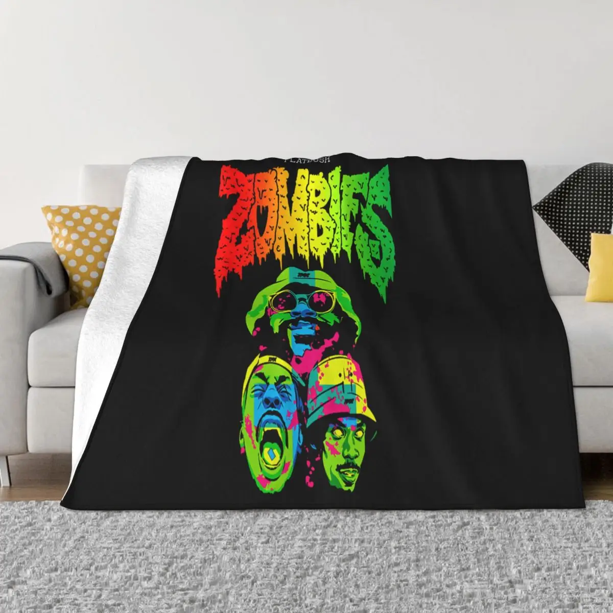 Flatbush Zombies Hip Hop Group Size S 2Xl Crewneck Great Quality Interested Woman Goth Popular Style Throw Blanket