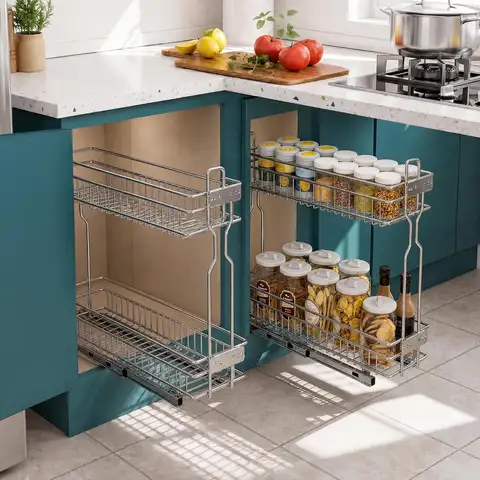 Garvee 2 Katmanlı Lavabo Altı Çekmeceli Düzenleyici, Çıkarılabilir Baharat Rafları, Dayanıklı Büyük Kapasiteli Mutfak Banyo Gereklilikleri Çekmece Düzenleyici