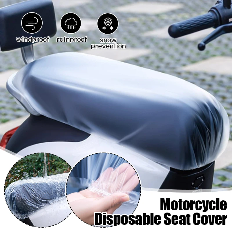 

10PC Motorcycle Disposable Plastic Seat Cover Electric Bike Clear Protective Cover Seat Cushion Rainproof Dustproof Cover
