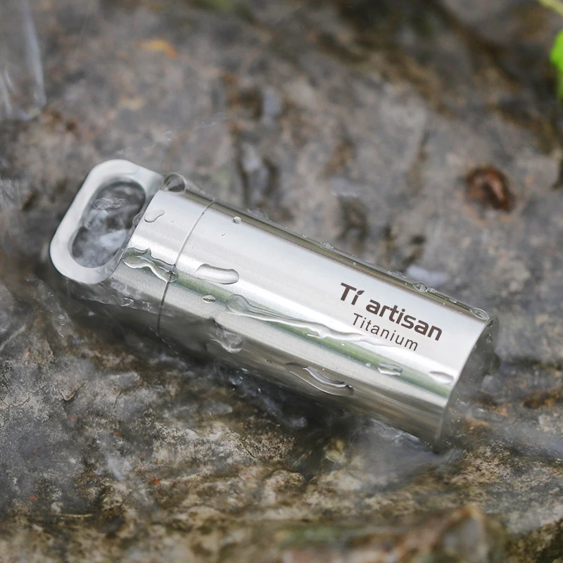 Tiartisan Pure Titanium Mini Sealed Pill Box Waterproof Keychain Outdoor Camping Ultralight Portable Polished Surface EDC Tools