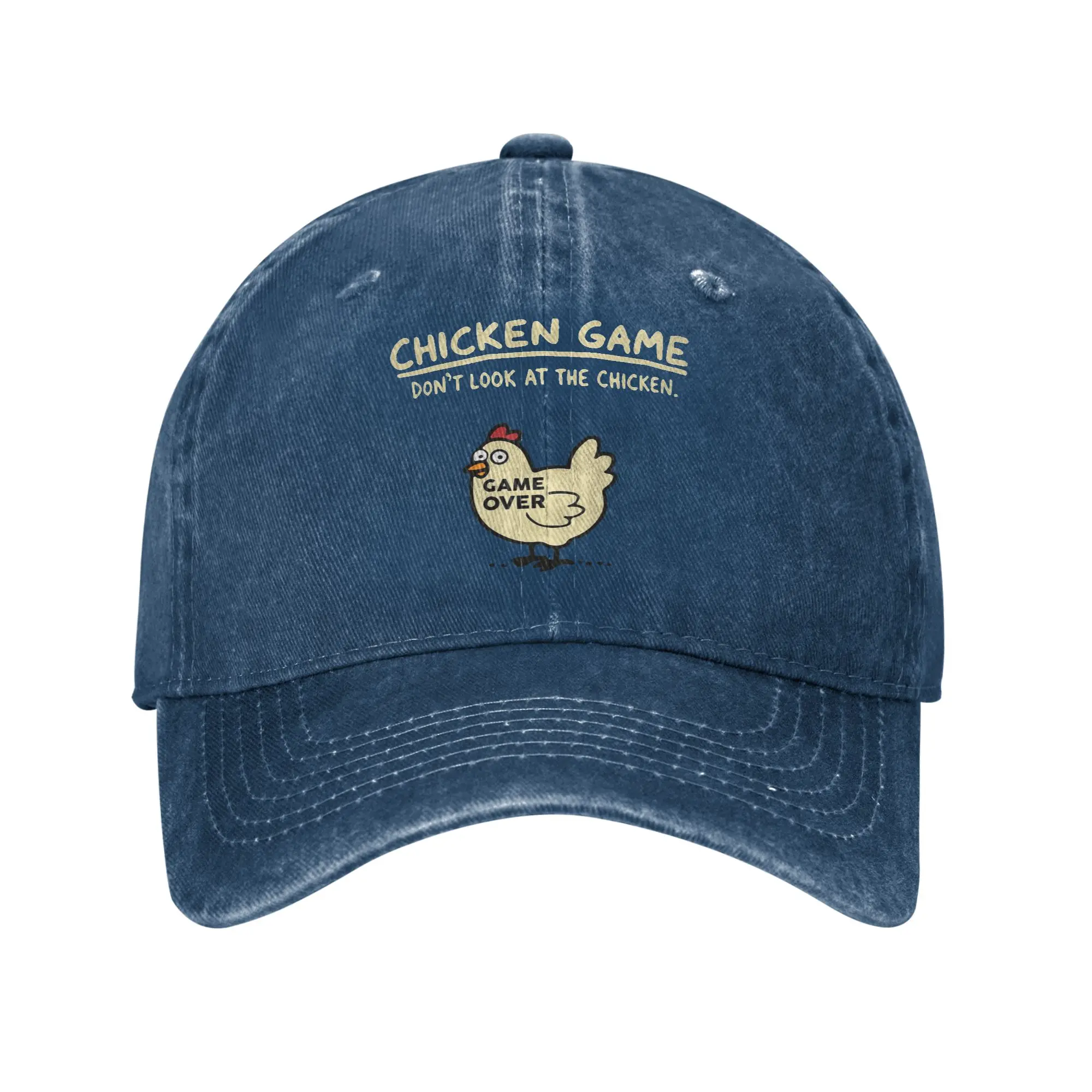 Classic Chicken Game  Baseball Cap Distressed Denim Washed Snapback Cap Dont Look At The Chicken  Outdoor Adjustable Caps Hat