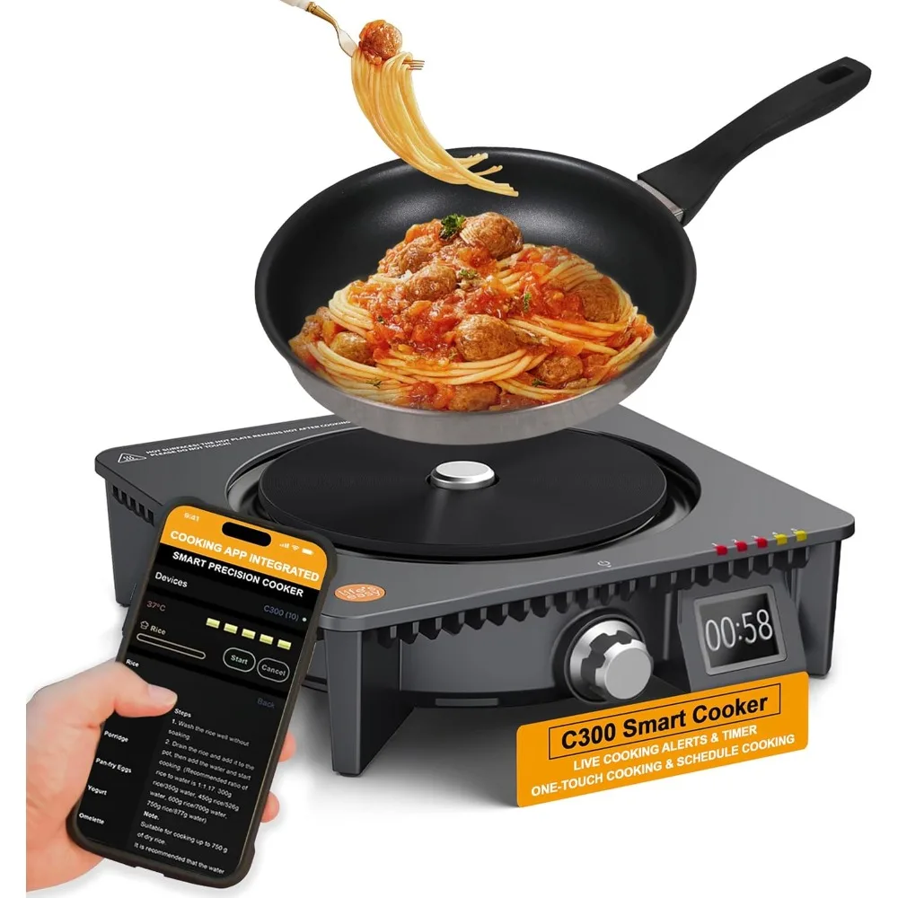 C300 Smart Cooker: Perfect for College Students, Busy Professionals &Home Cooks, One-Click, Scheduled Cooking with App,