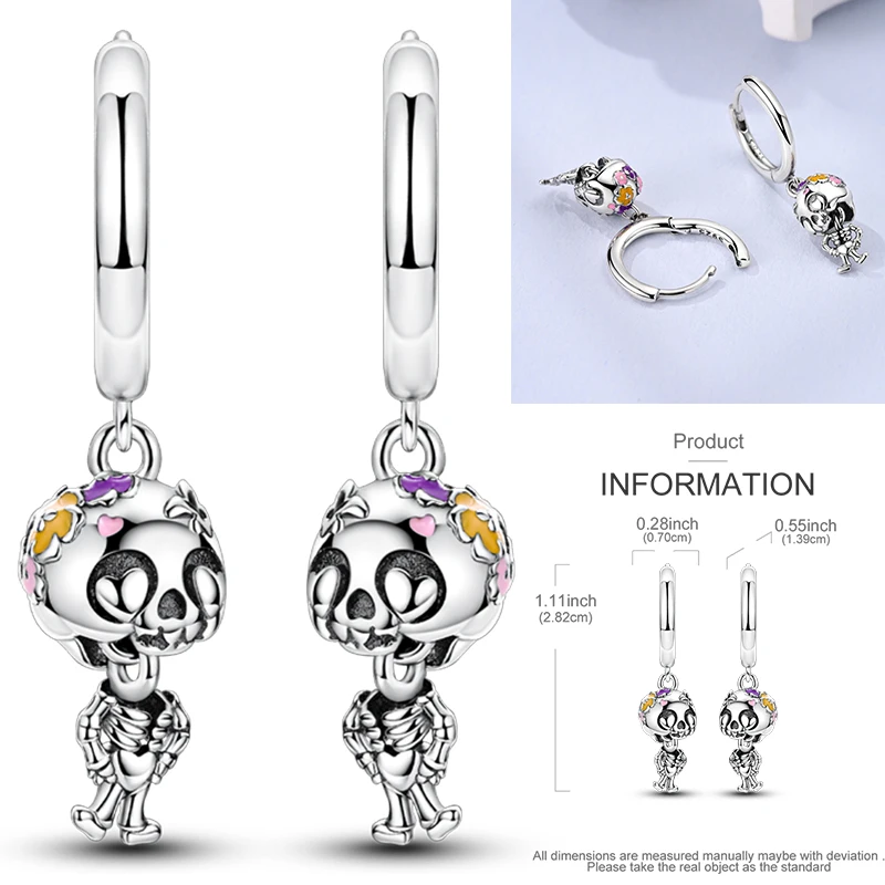 925 Sterling Silber Bunte Creolen Ohrringe mit Erdbeere, Libelle, Sonnenblume, Krabbe, Mantarochen und Lebensbaum als Geburtstagsgeschenk für Frauen – Detail 17