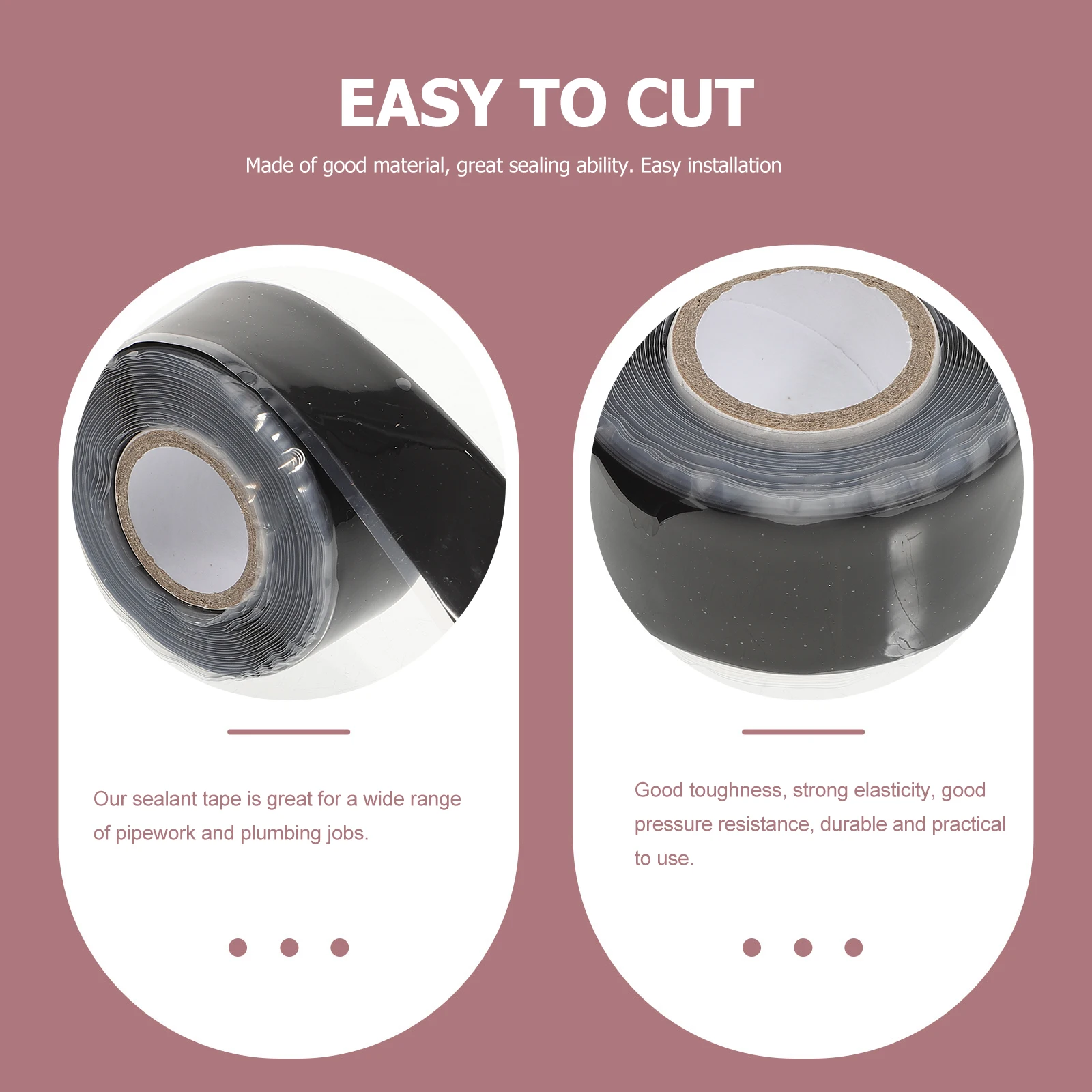 

2pcs Sealant Tape for Water Pipe Leak Repair Waterproof Rubber Hose Self-Fusing Plumbing Pipe Tape Strong Elasticity
