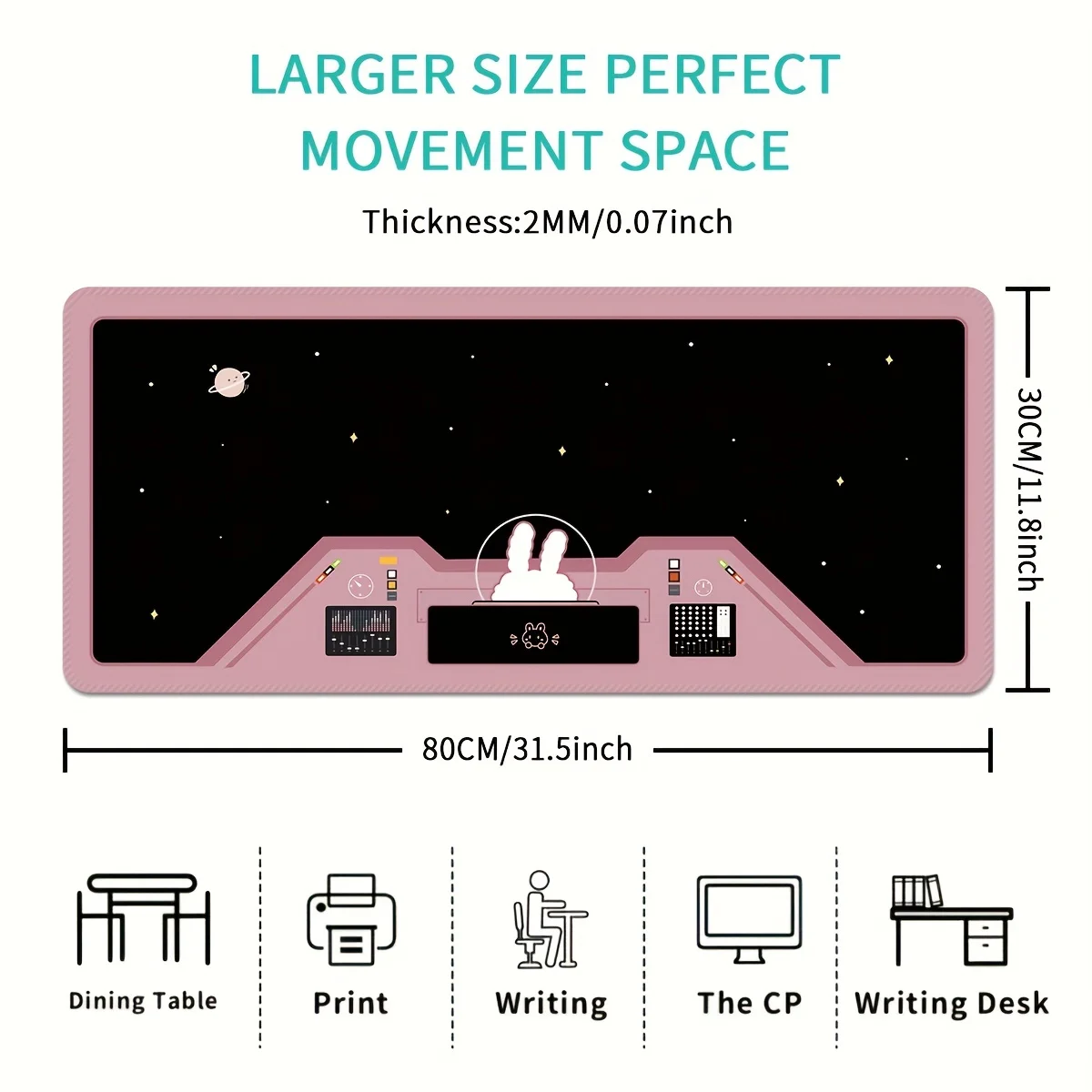 Large Space Rabbit Astronaut Game E-sports Computer  Extended Thickened Mouse Pad Desktop Mat Desk Pad Non-slip Mouse Pad Washab