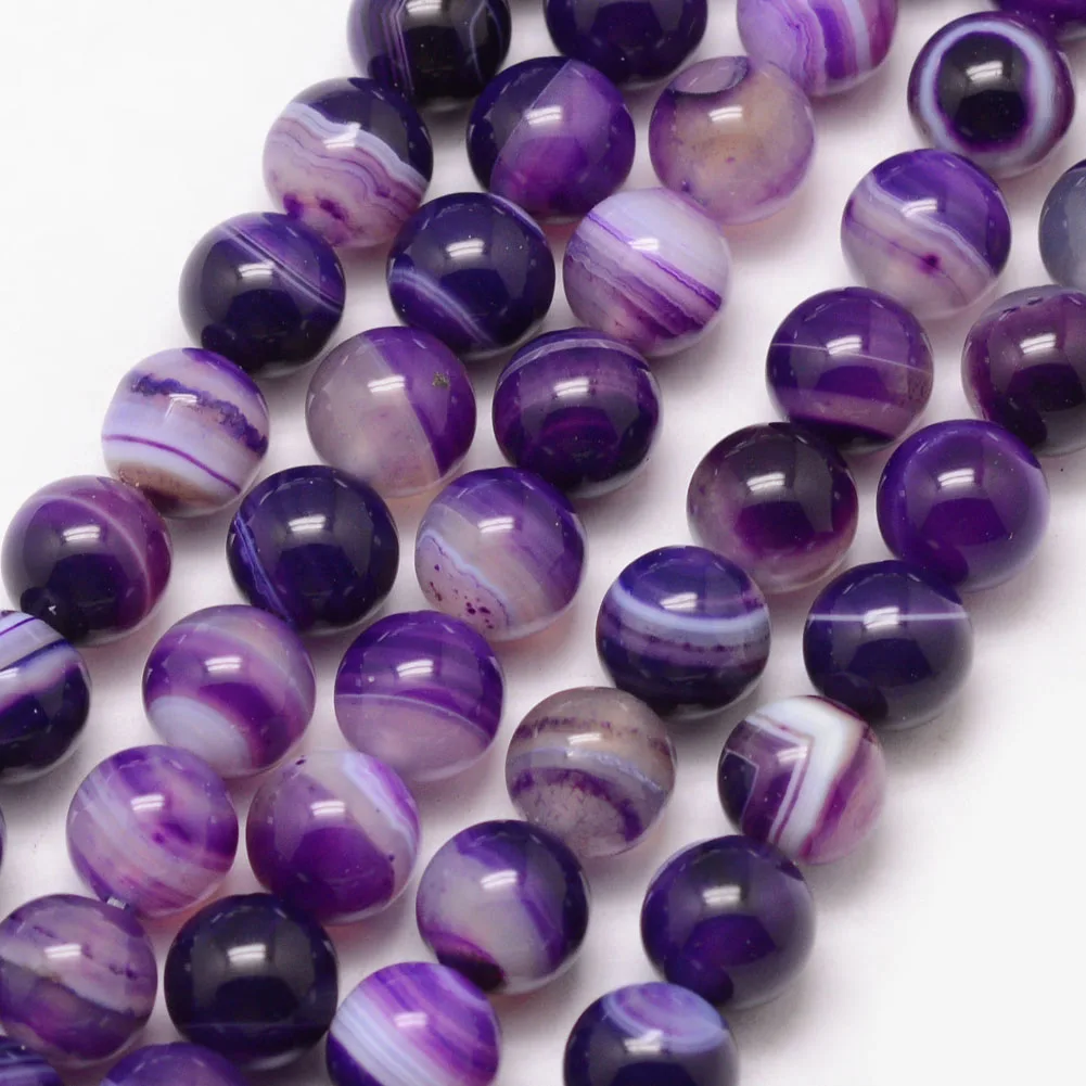 

5 Strands 8mm Natural Striped Agates Round Beads Spacer Loose Stone Beads For Jewelry Making DIY Bracelet Necklace